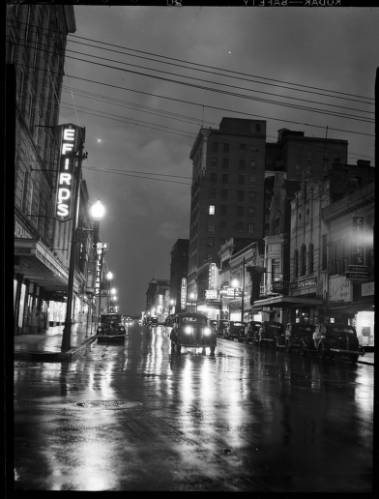 Downtown Wilmington, NC at night in the late 1940's